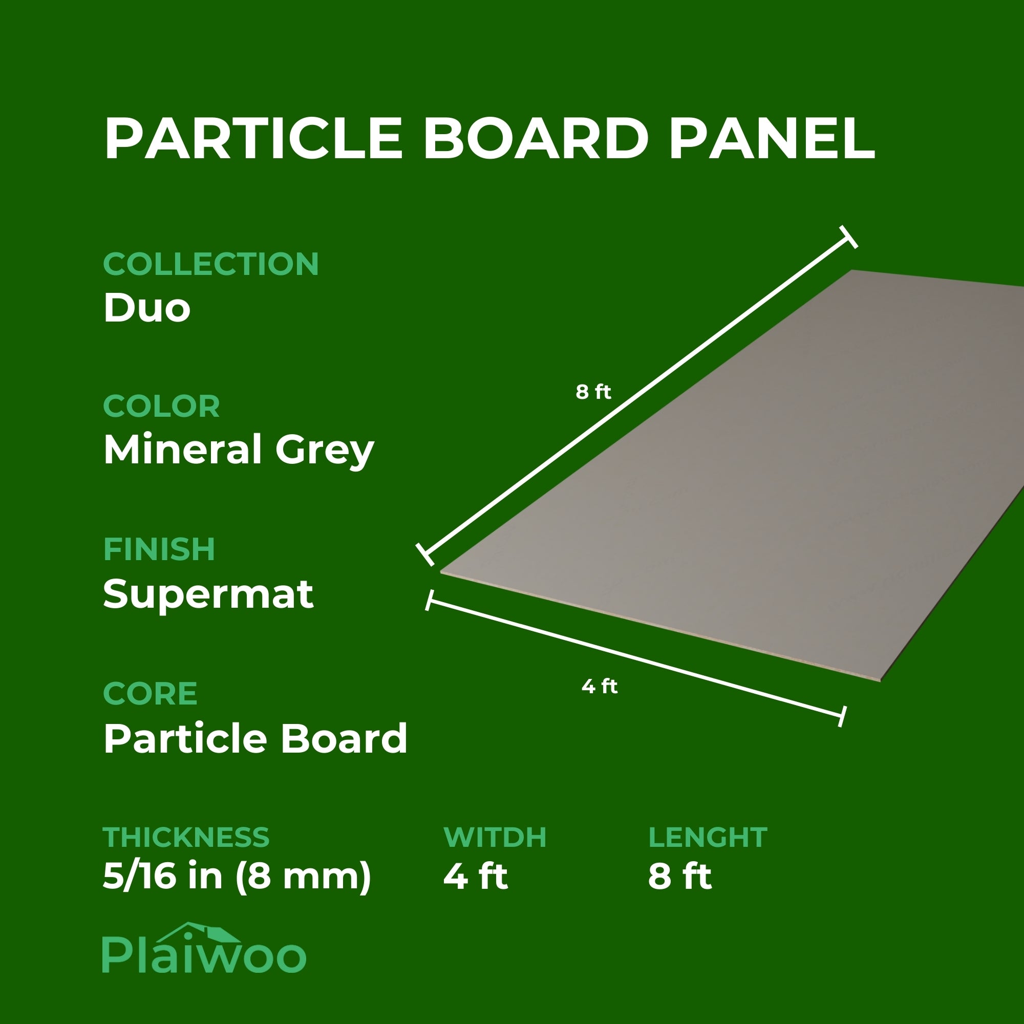 Finsa Mineral Grey Duo Melamine TFL Panel (5/16 in x 4 ft x 8 ft)