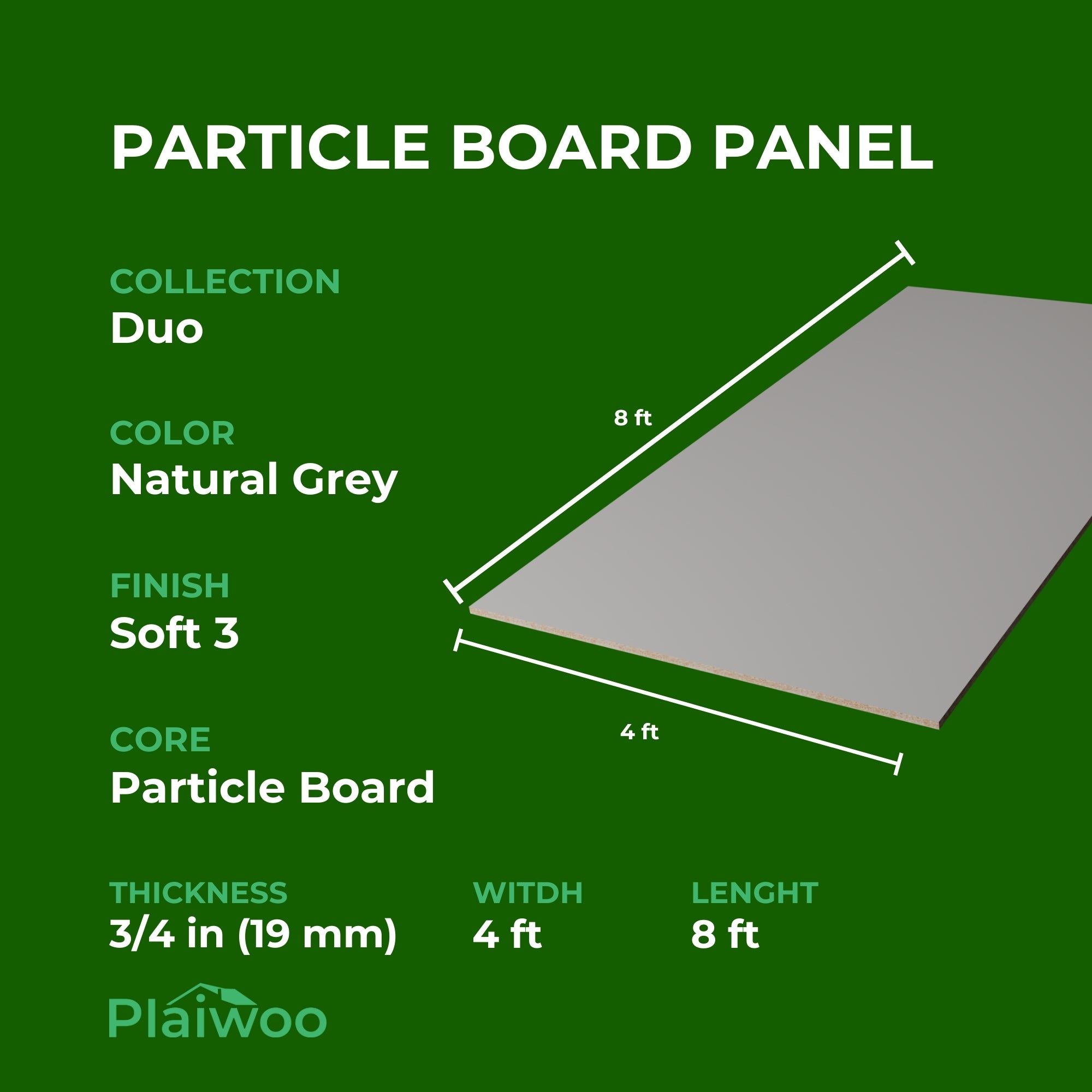 Finsa Natural Grey Duo Melamine TFL Panel (3/4 in x 4 ft x 8 ft)