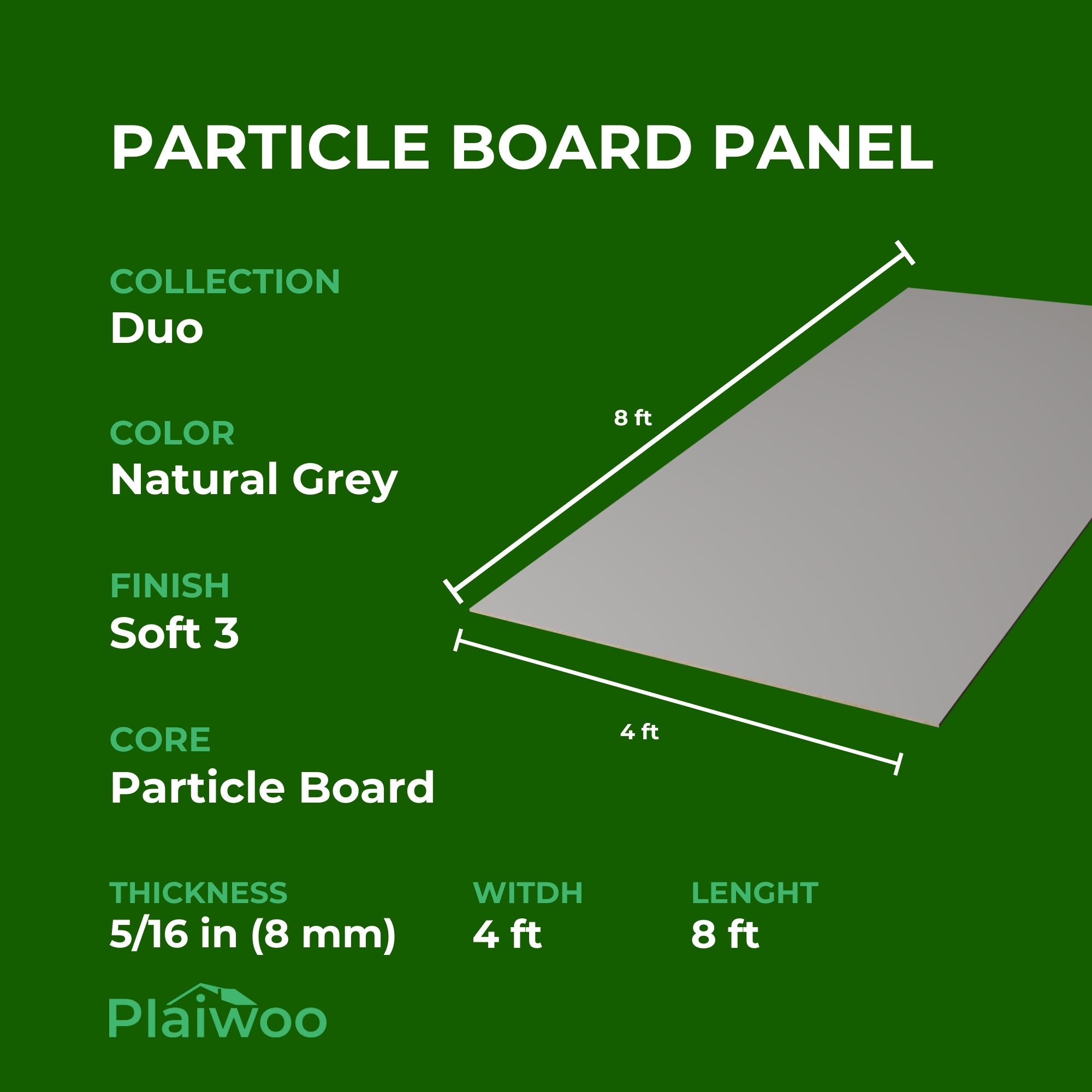 Finsa Natural Grey Duo Melamine TFL Panel (5/16 in x 4 ft x 8 ft)