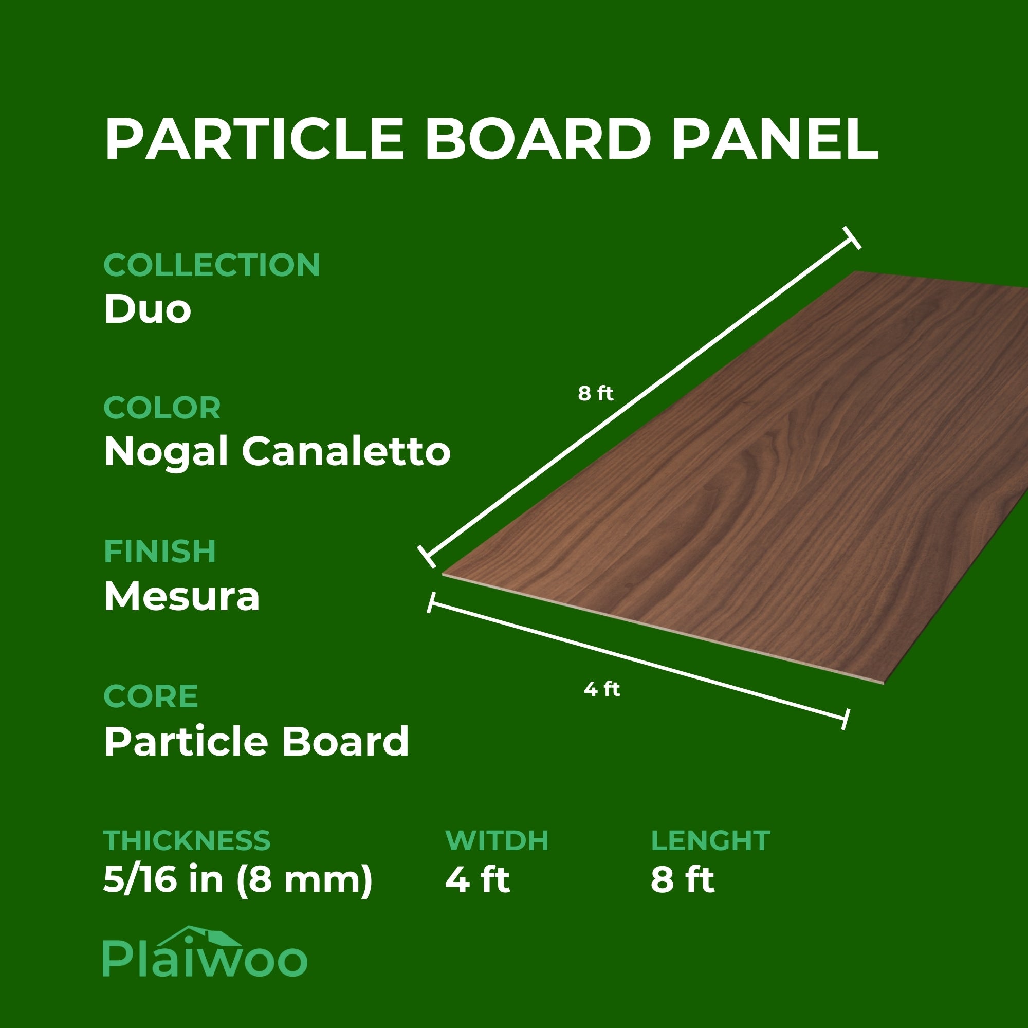 Finsa Nogal Canaletto Duo Melamine TFL Panel (5/16 in x 4 ft x 8 ft)