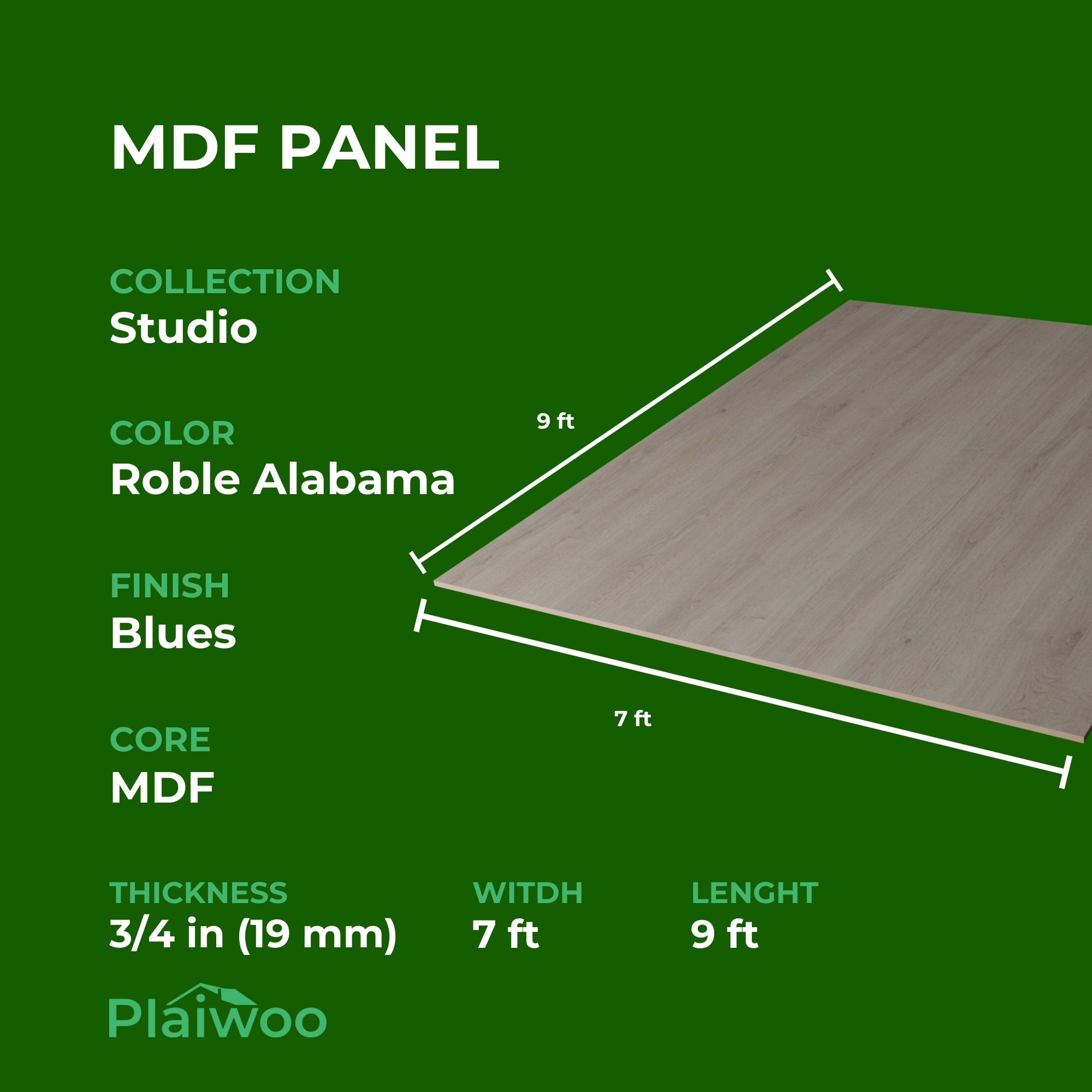 Finsa Roble Alabama Studio Melamine TFL Panel (3/4 in x 7 ft x 9 ft)