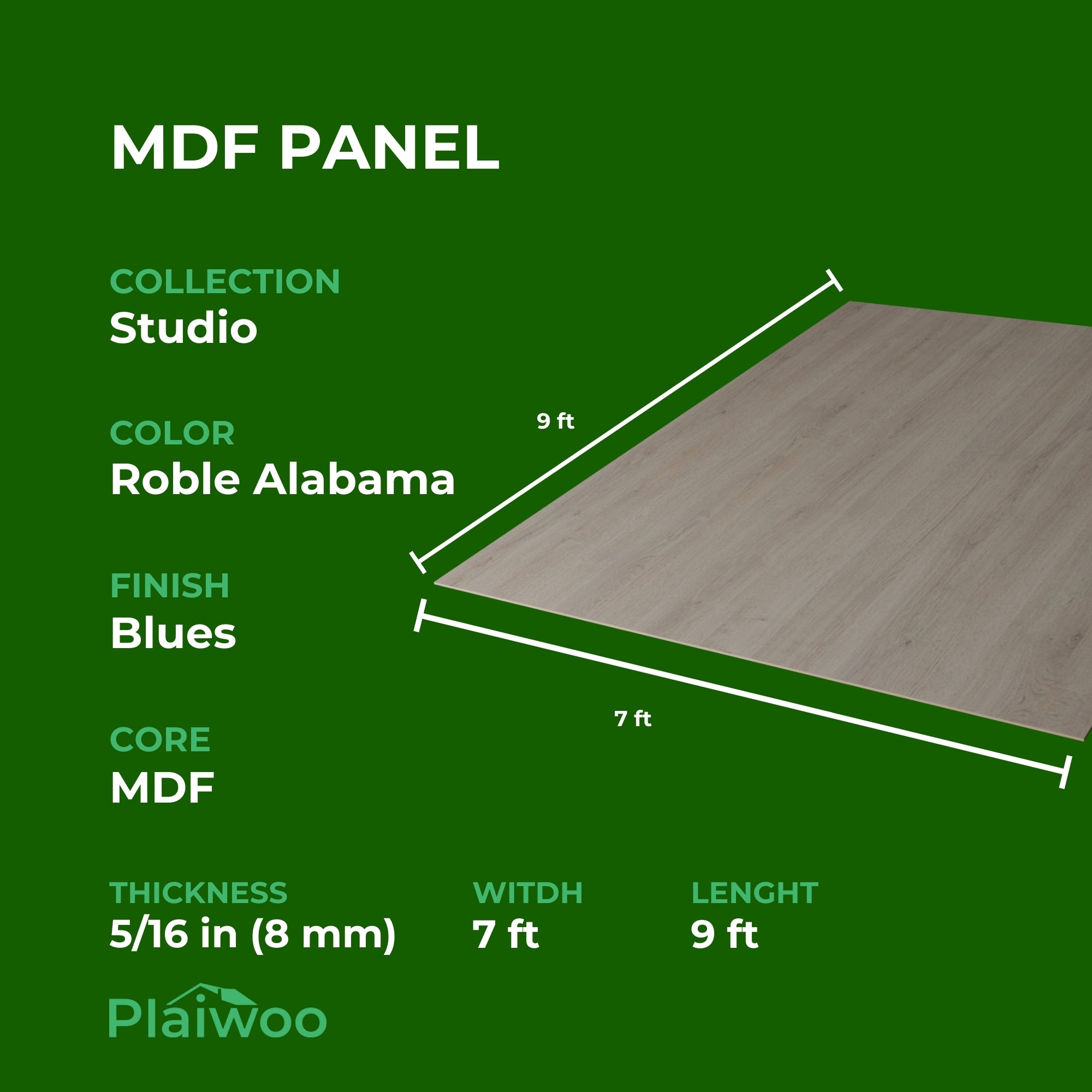 Finsa Roble Alabama Studio Melamine TFL Panel (5/16 in x 7 ft x 9 ft)