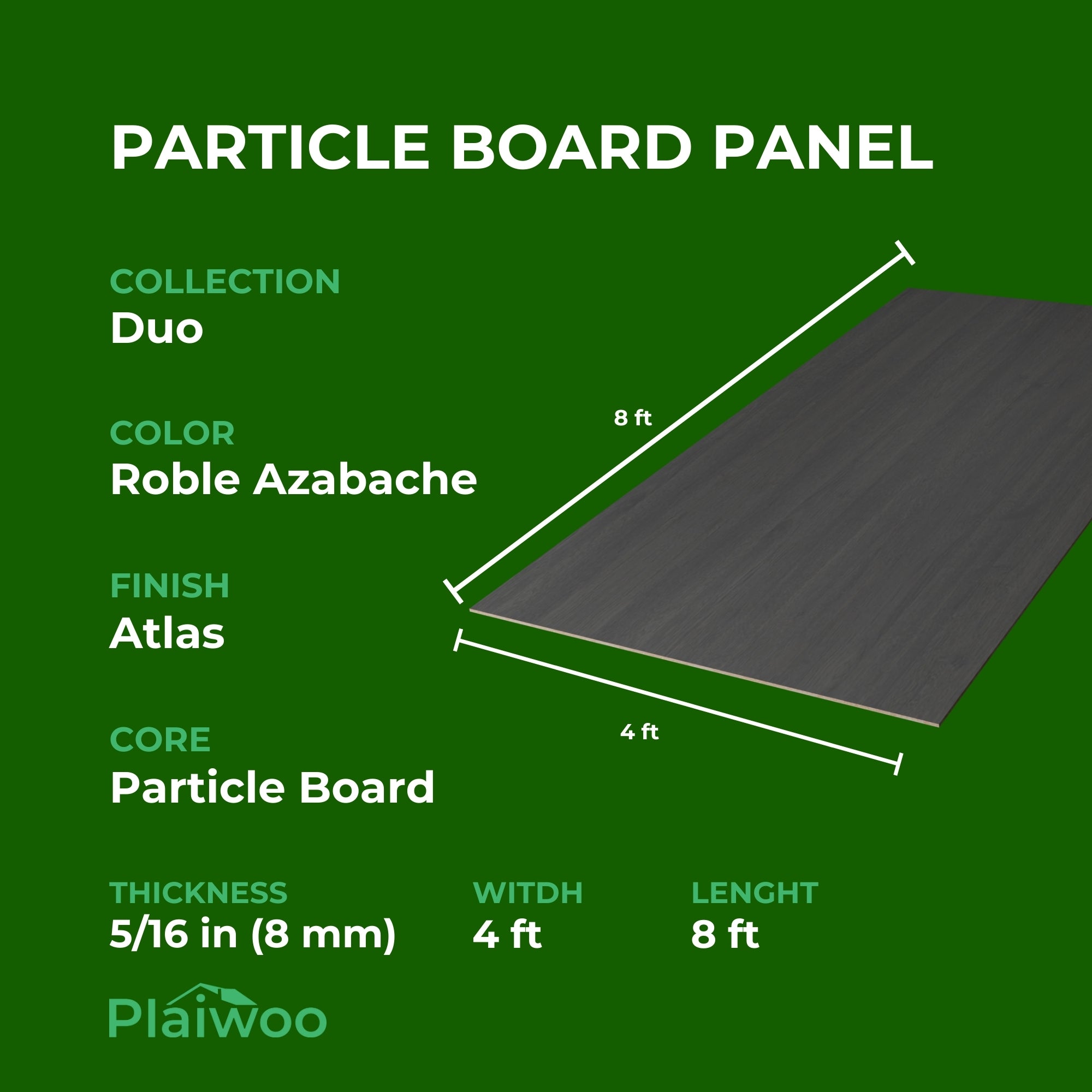 Finsa Roble Azabache Duo Melamine TFL Panel (5/16 in x 4 ft x 8 ft)