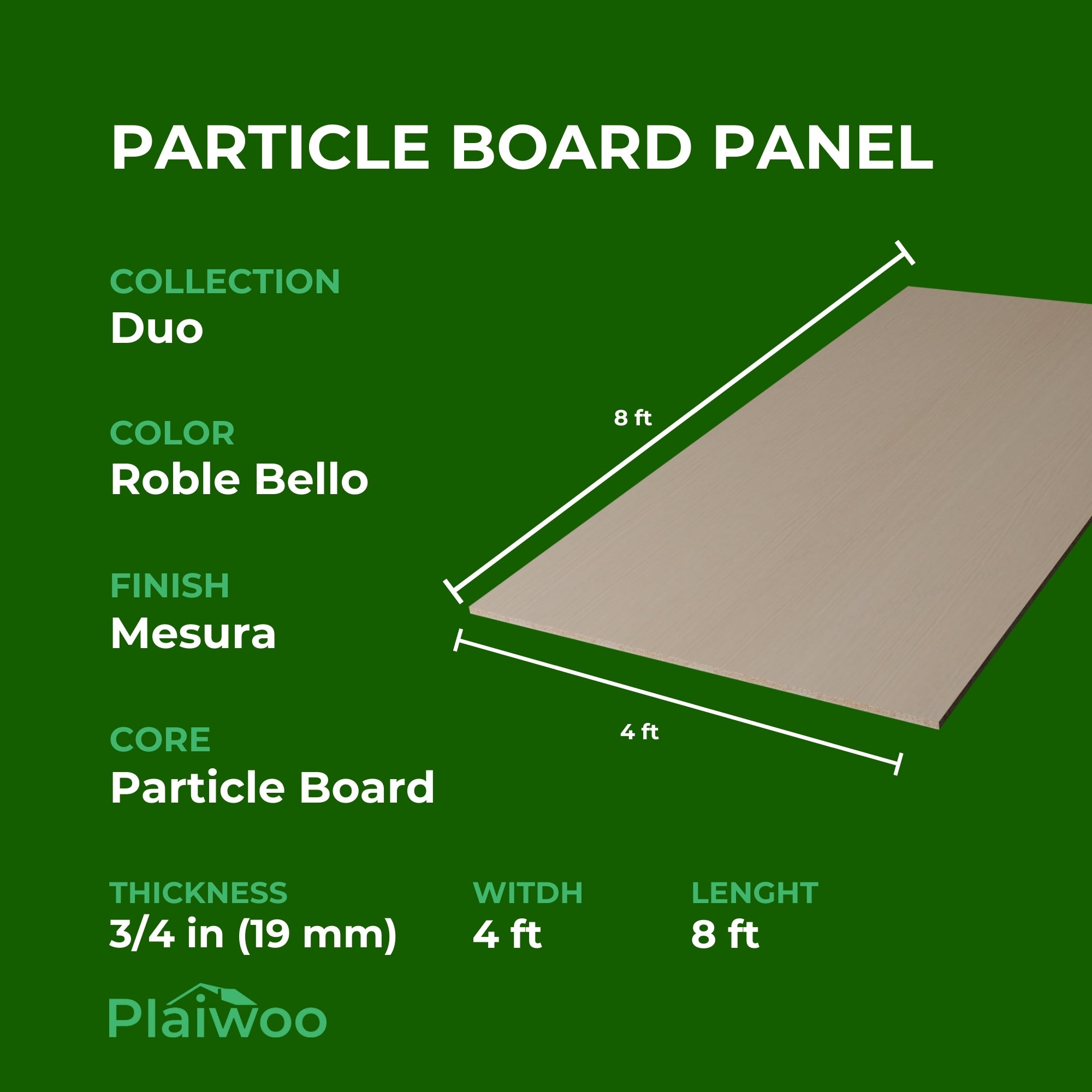 Finsa Roble Bello Duo Melamine TFL Panel (3/4 in x 4 ft x 8 ft)