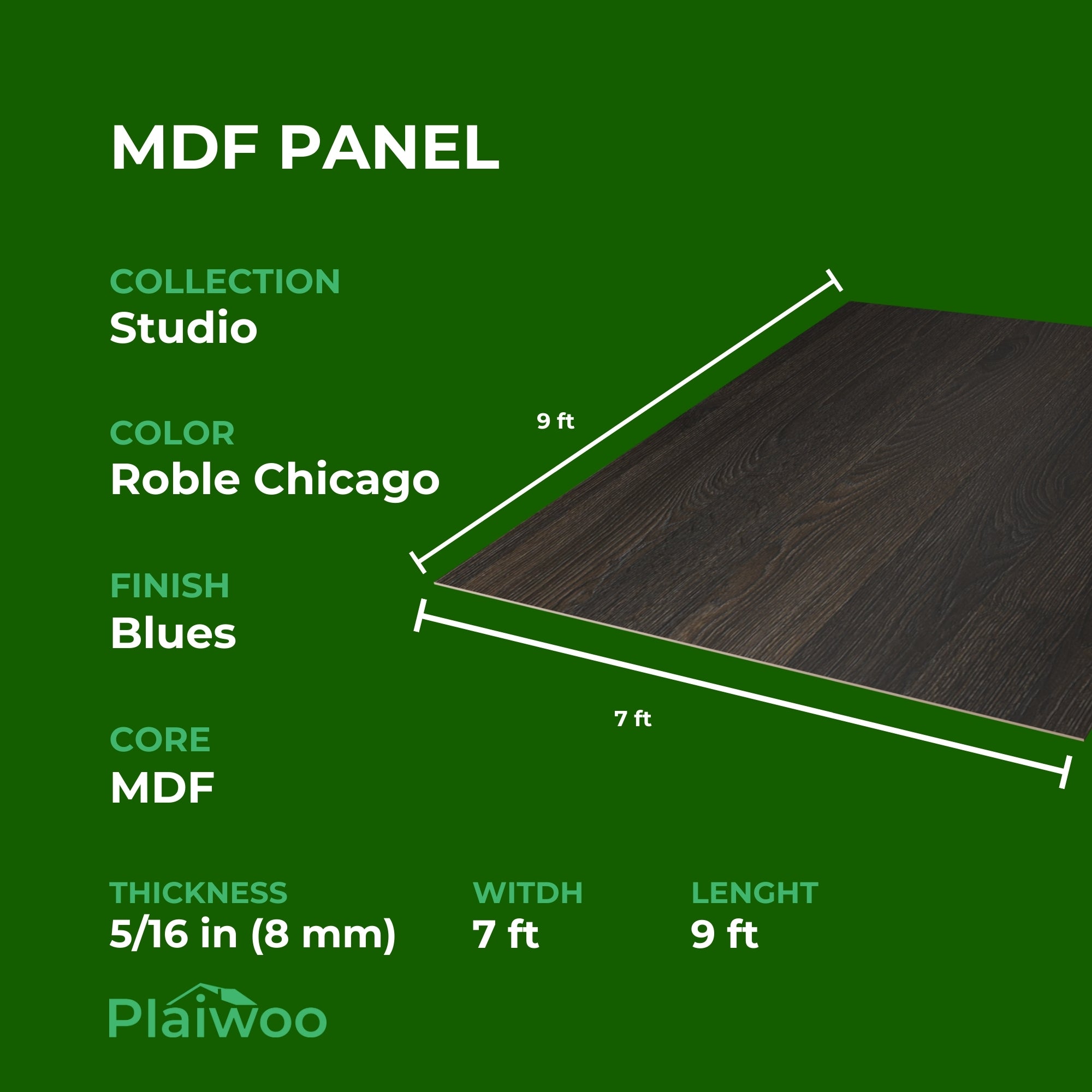 Finsa Roble Chicago Studio Melamine TFL Panel (5/16 in x 7 ft x 9 ft)