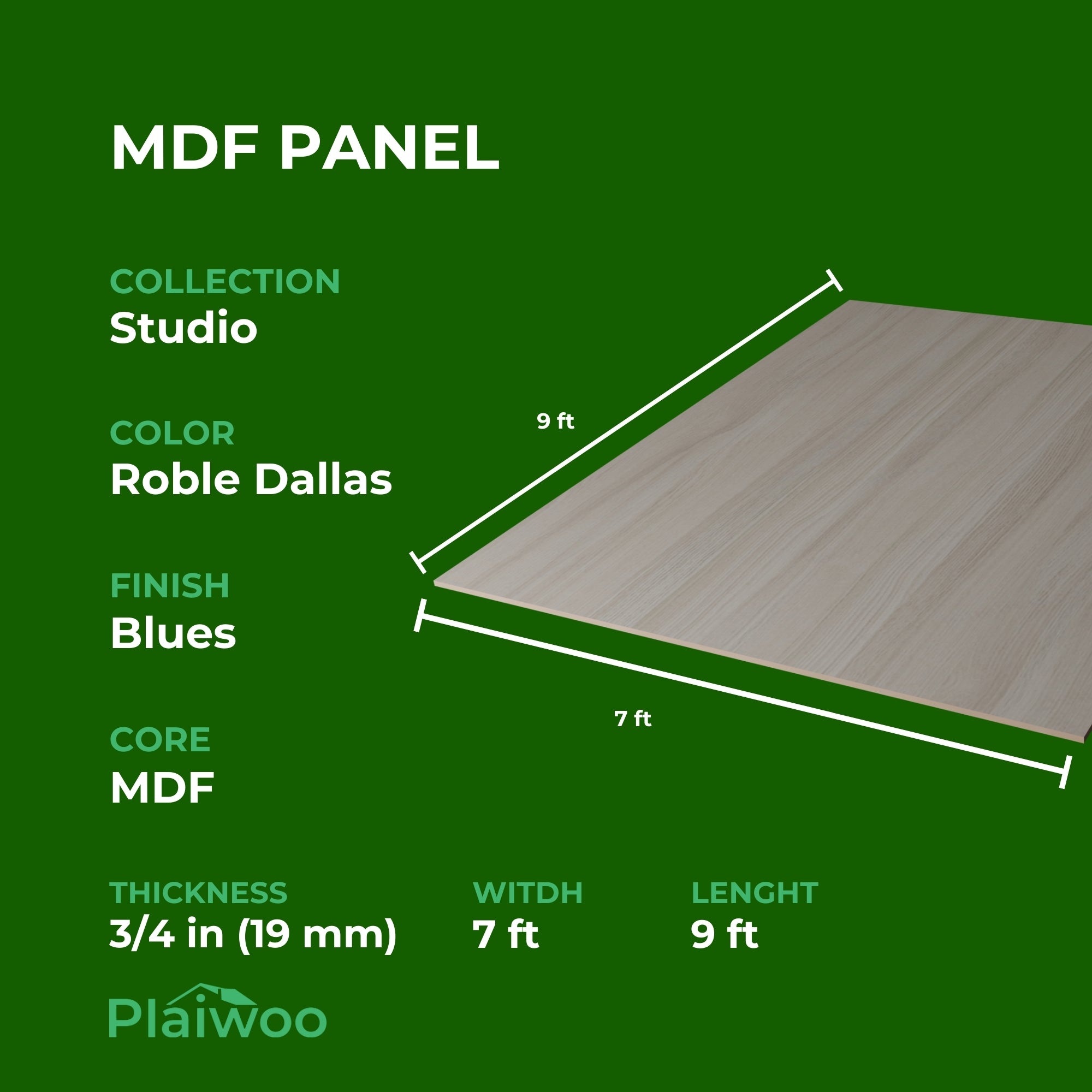 Finsa Roble Dallas Studio Melamine TFL Panel (3/4 in x 7 ft x 9 ft)