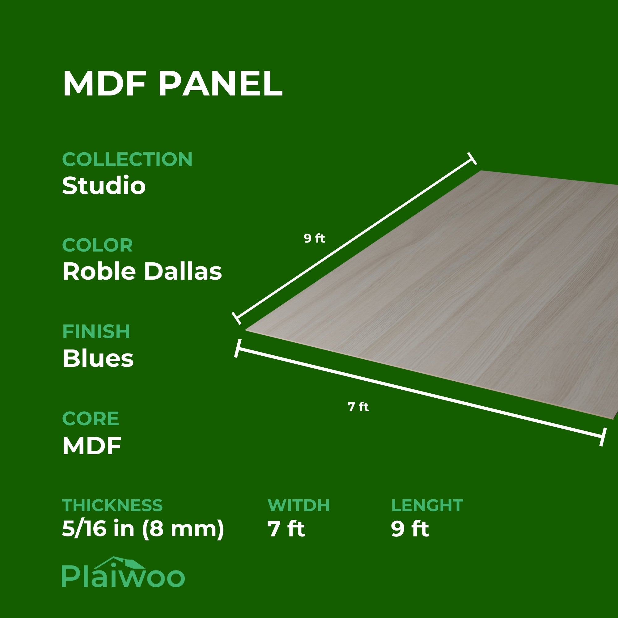 Finsa Roble Dallas Studio Melamine TFL Panel (5/16 in x 7 ft x 9 ft)