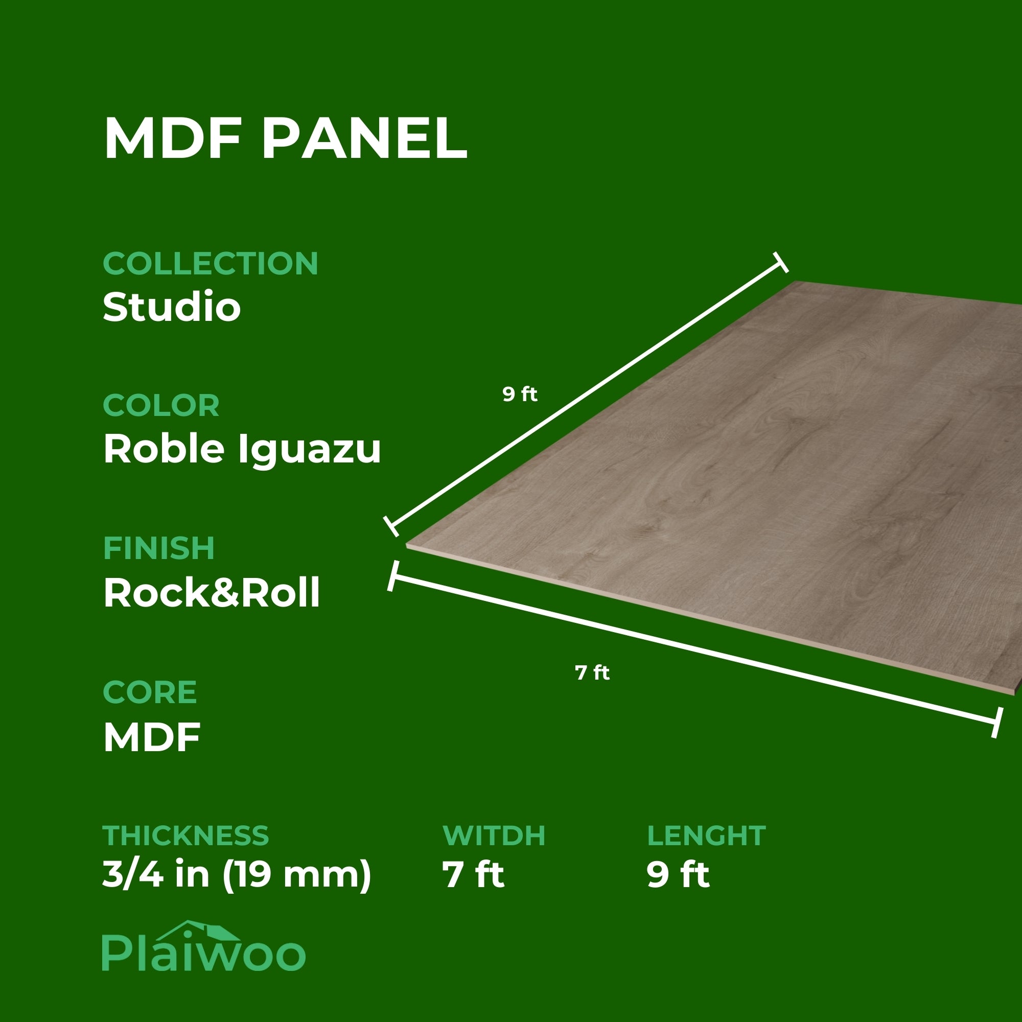 Finsa Roble Iguazu Studio Melamine TFL Panel (3/4 in x 7 ft x 9 ft)