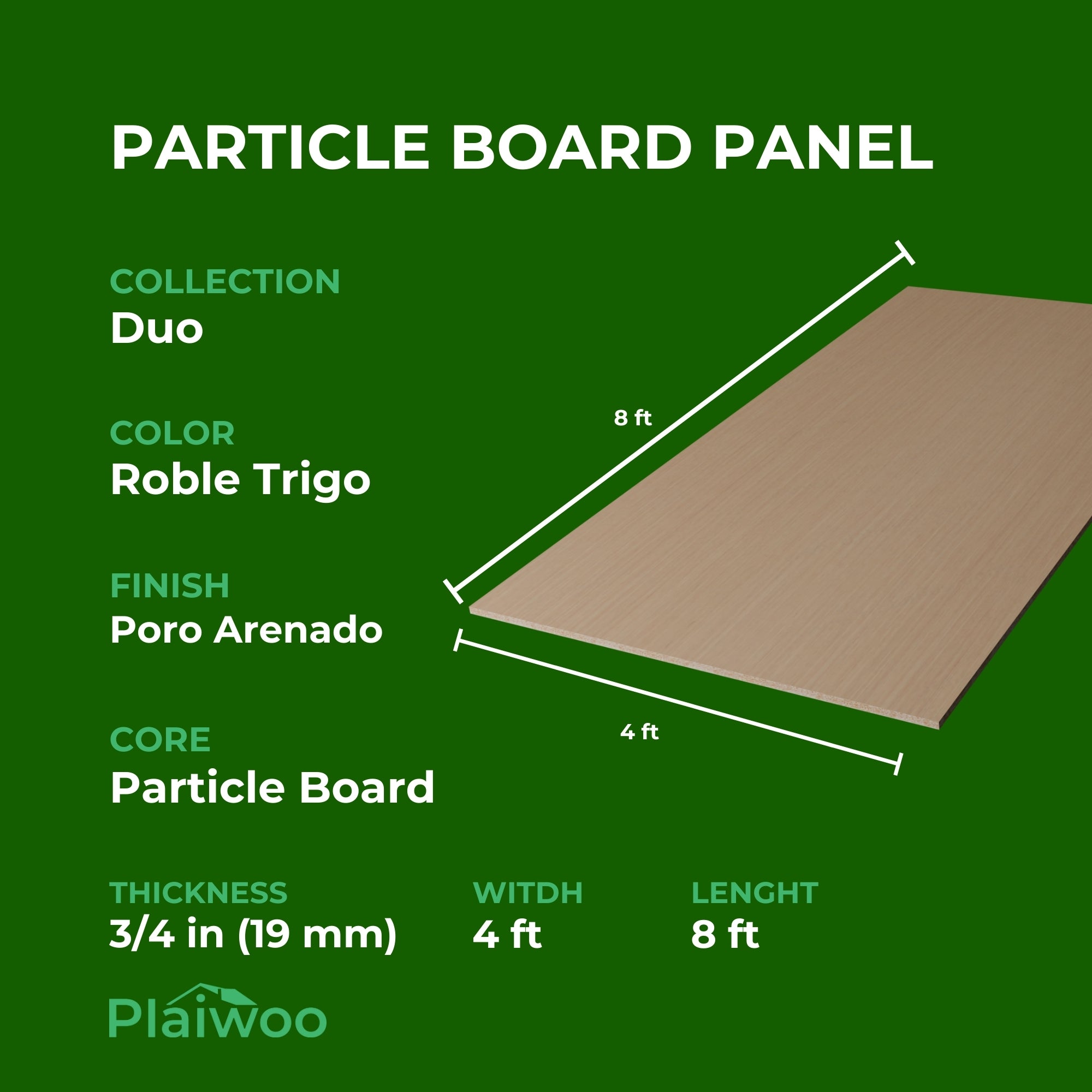 Finsa Roble Trigo Duo Melamine TFL Panel (3/4 in x 4 ft x 8 ft)