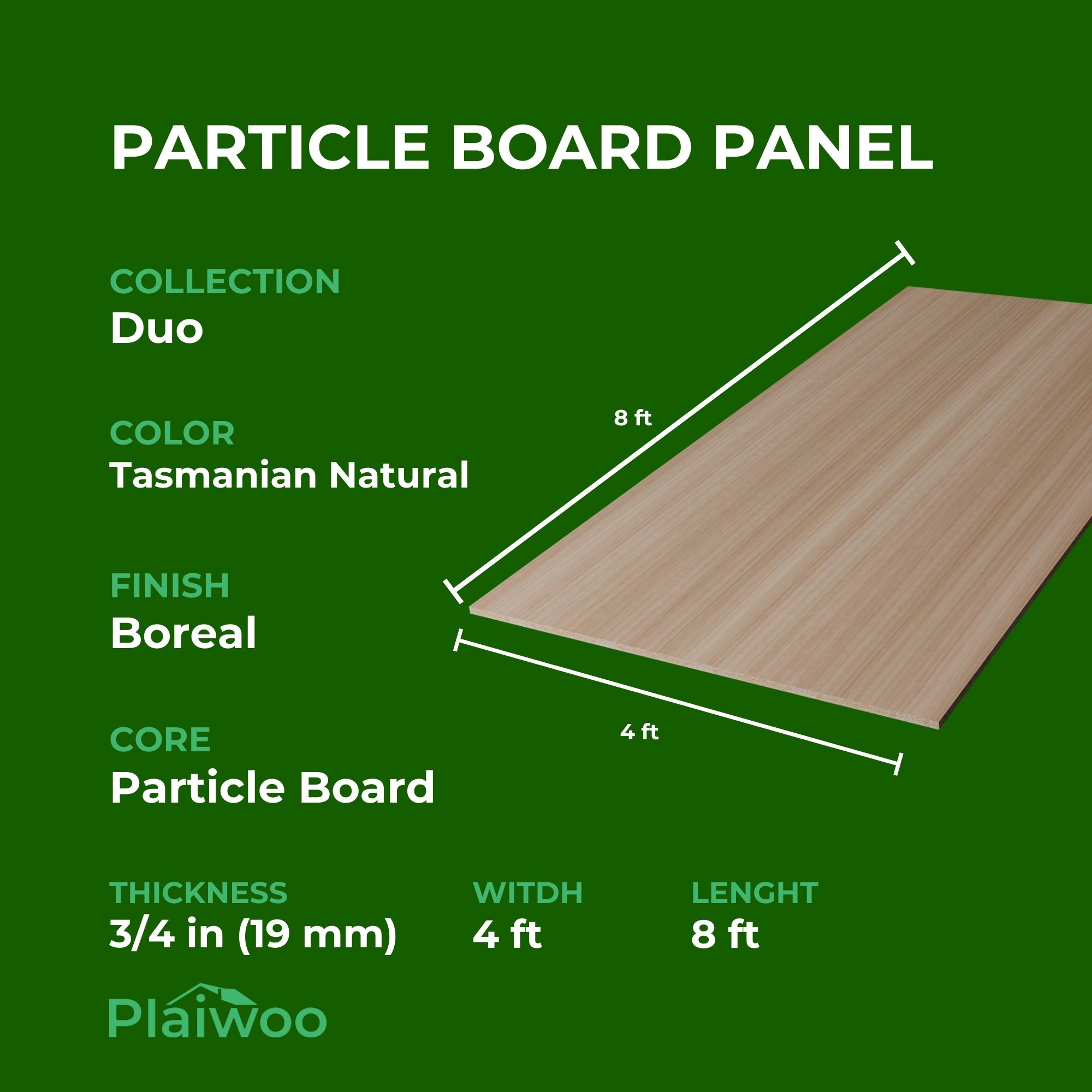 Finsa Tasmanian Natural Duo Melamine TFL Panel (3/4 in x 4 ft x 8 ft)