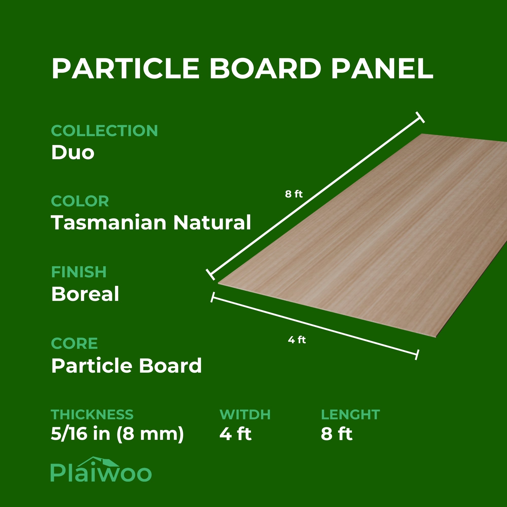 Finsa Tasmanian Natural Duo Melamine TFL Panel (5/16 in x 4 ft x 8 ft)