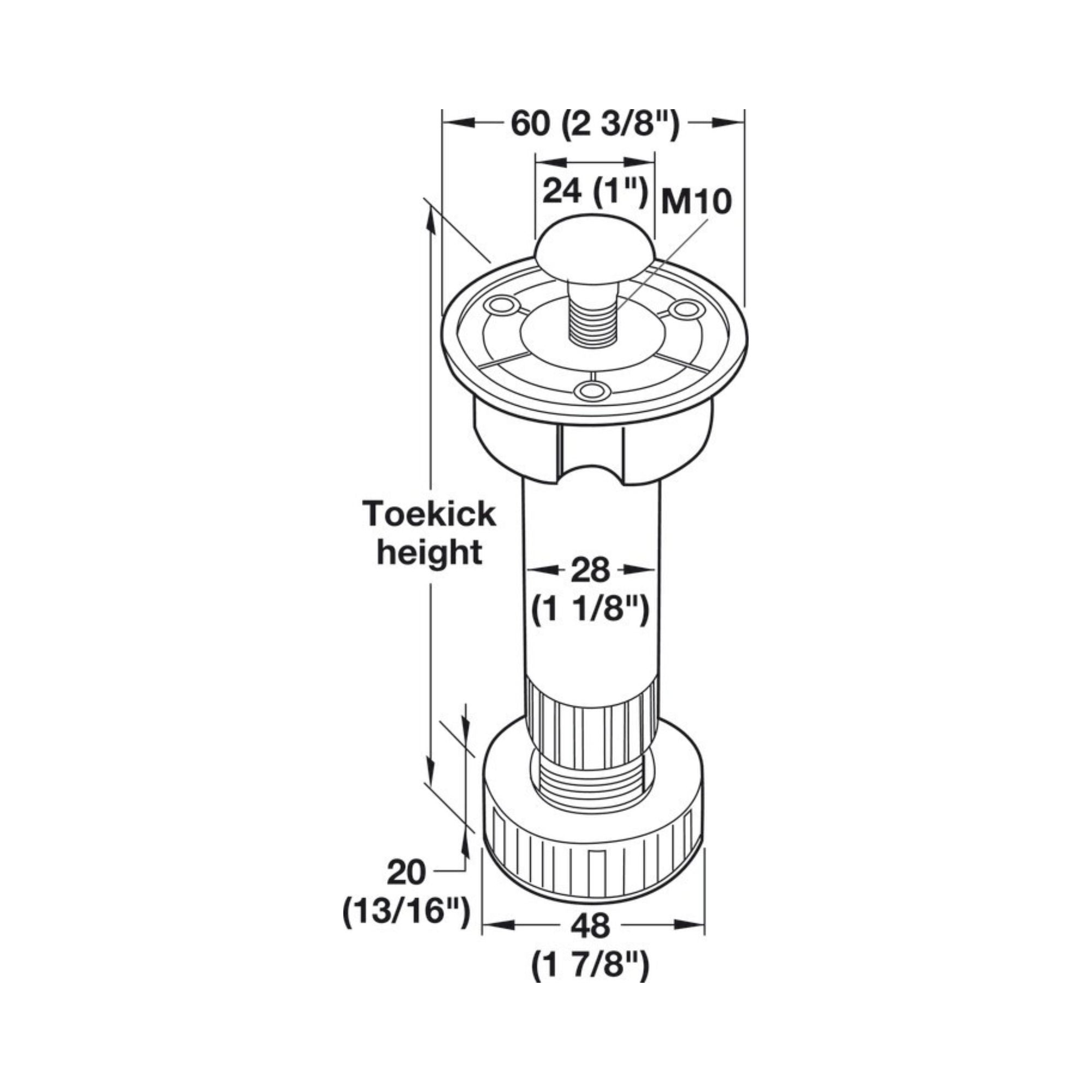 Häfele - Base Cabinet Leveler, 2-part, Ø28 mm