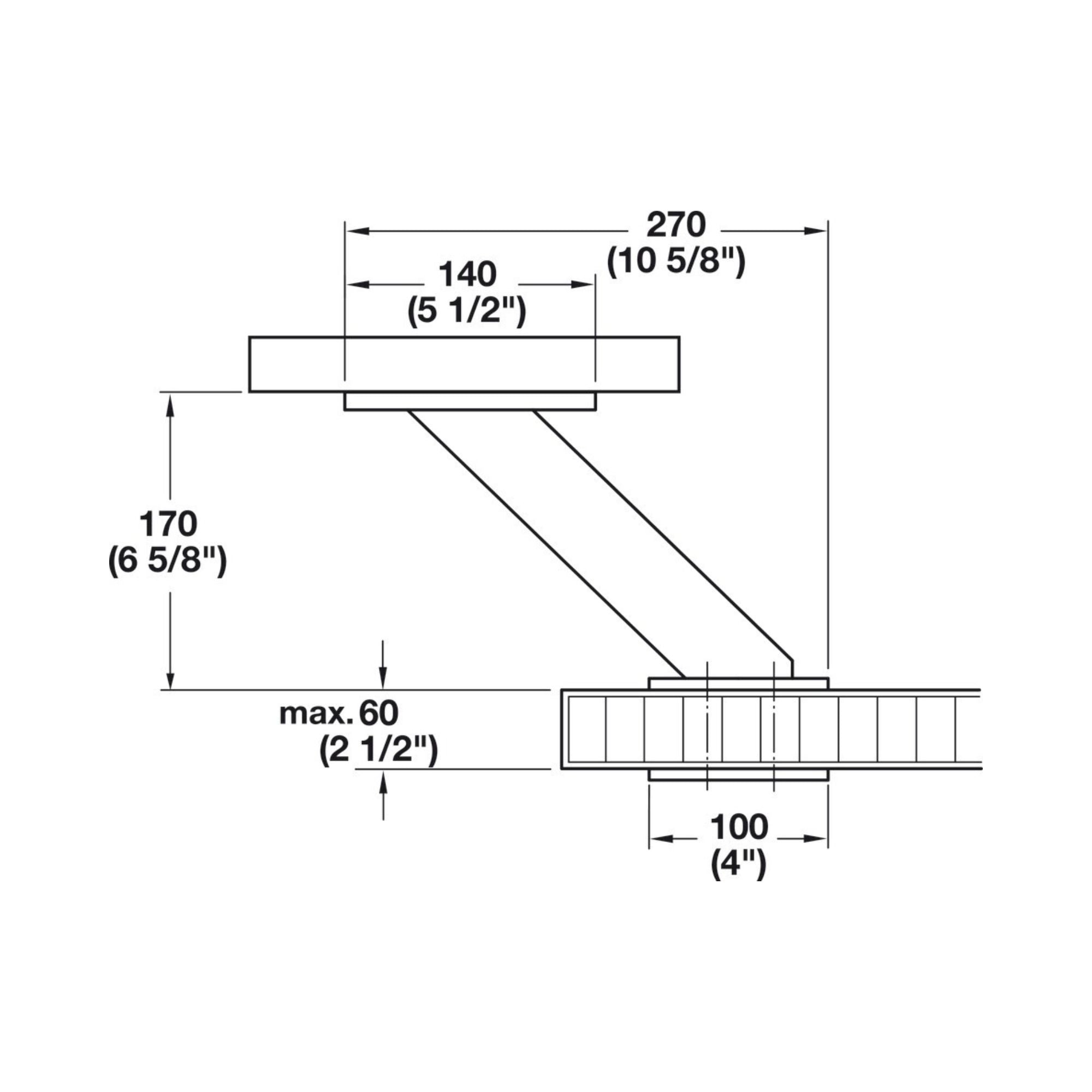 Häfele - Countertop Support, Aluminum, inclined, Z shape