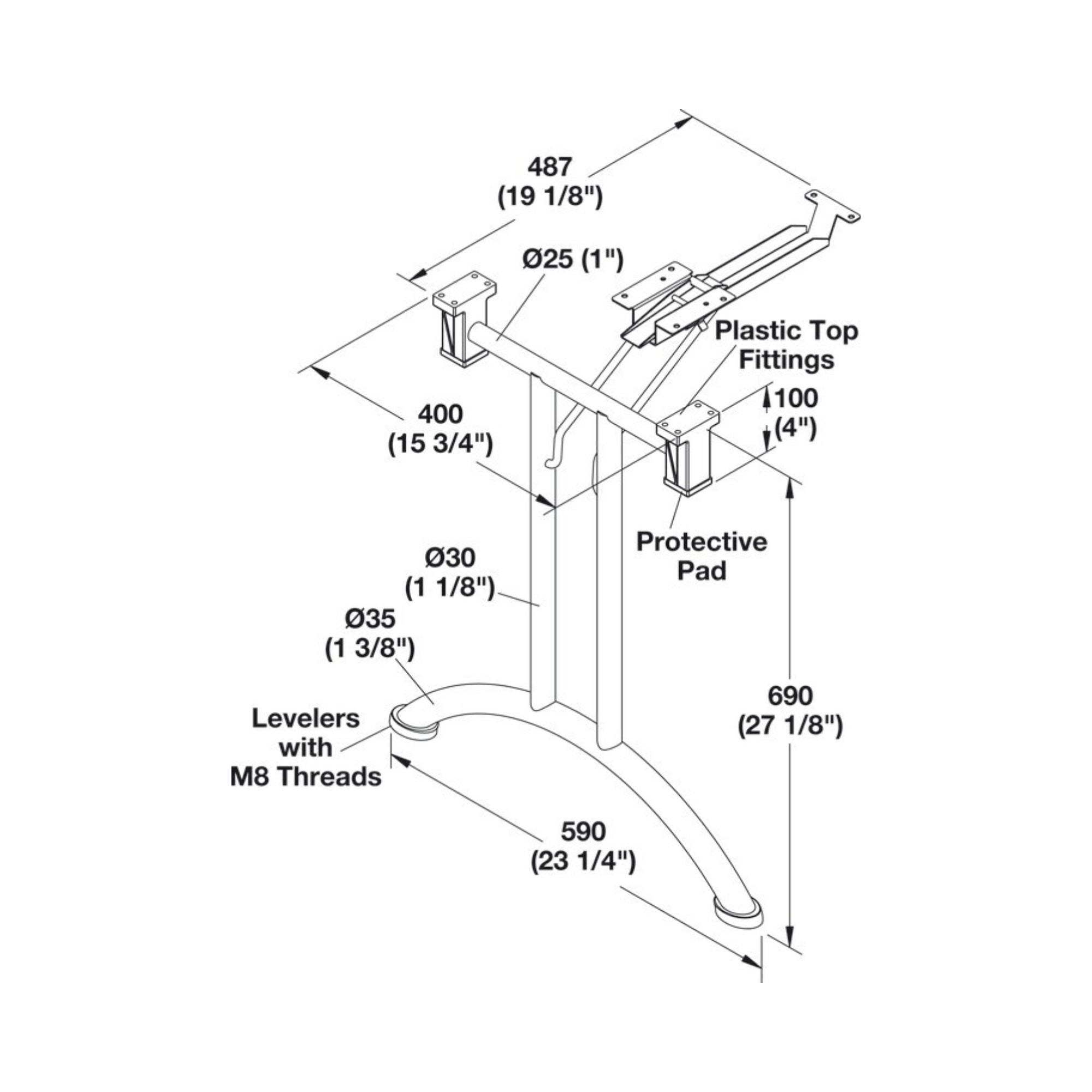 Häfele - Folding Table Leg, with Curved Foot