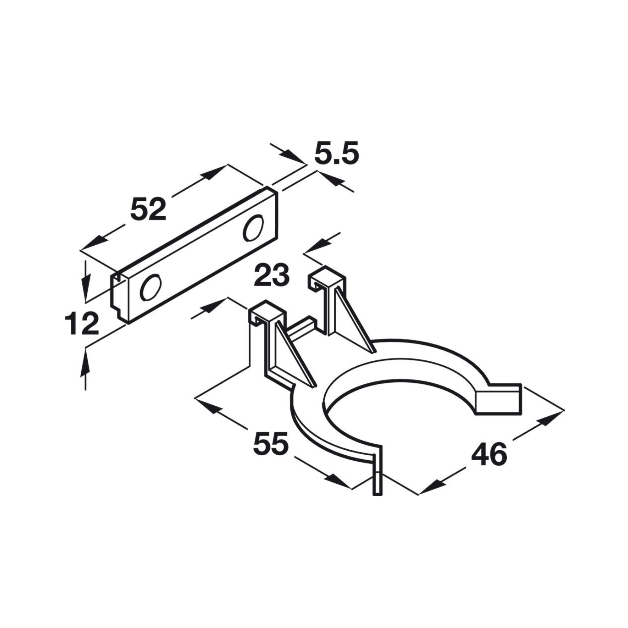 Häfele - Plinth Panel Clip, for Ø78 mm Adjustment Foot_Tube