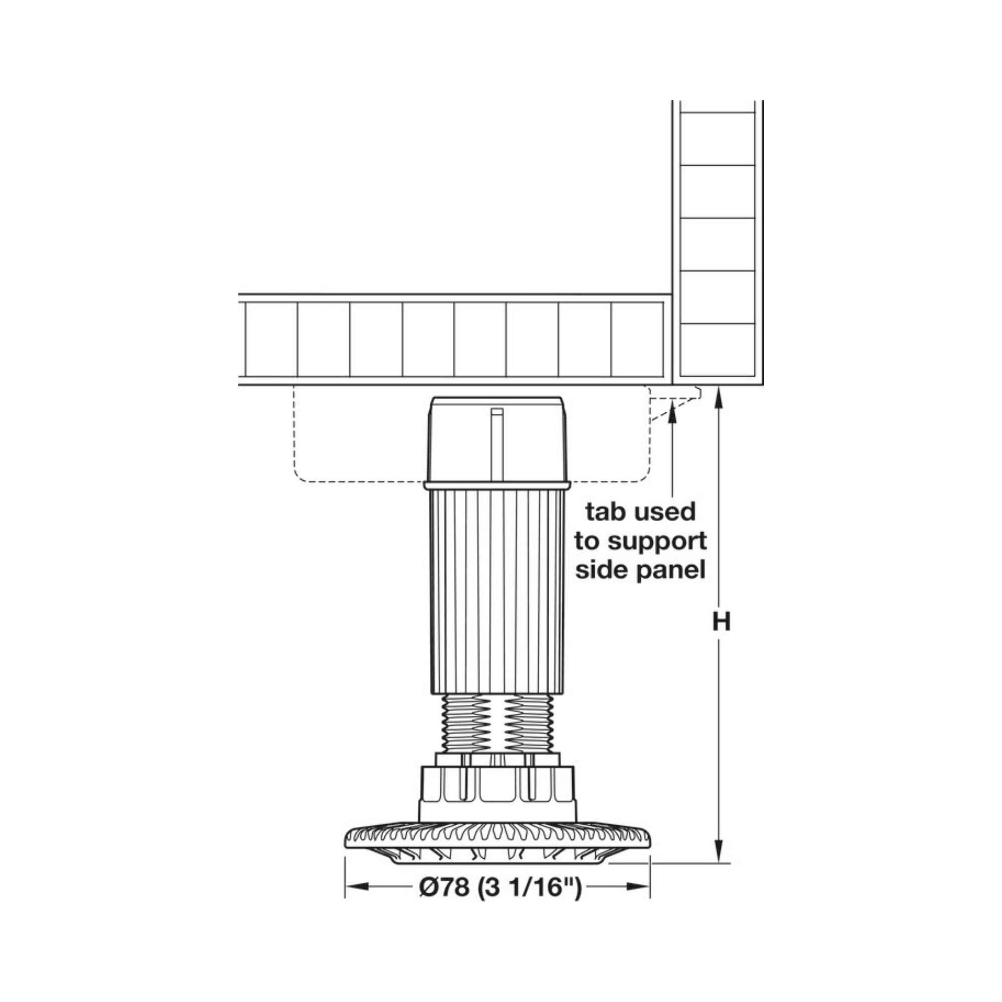 Häfele AXILO - Adjustment Foot, Cabinet Leveling System
