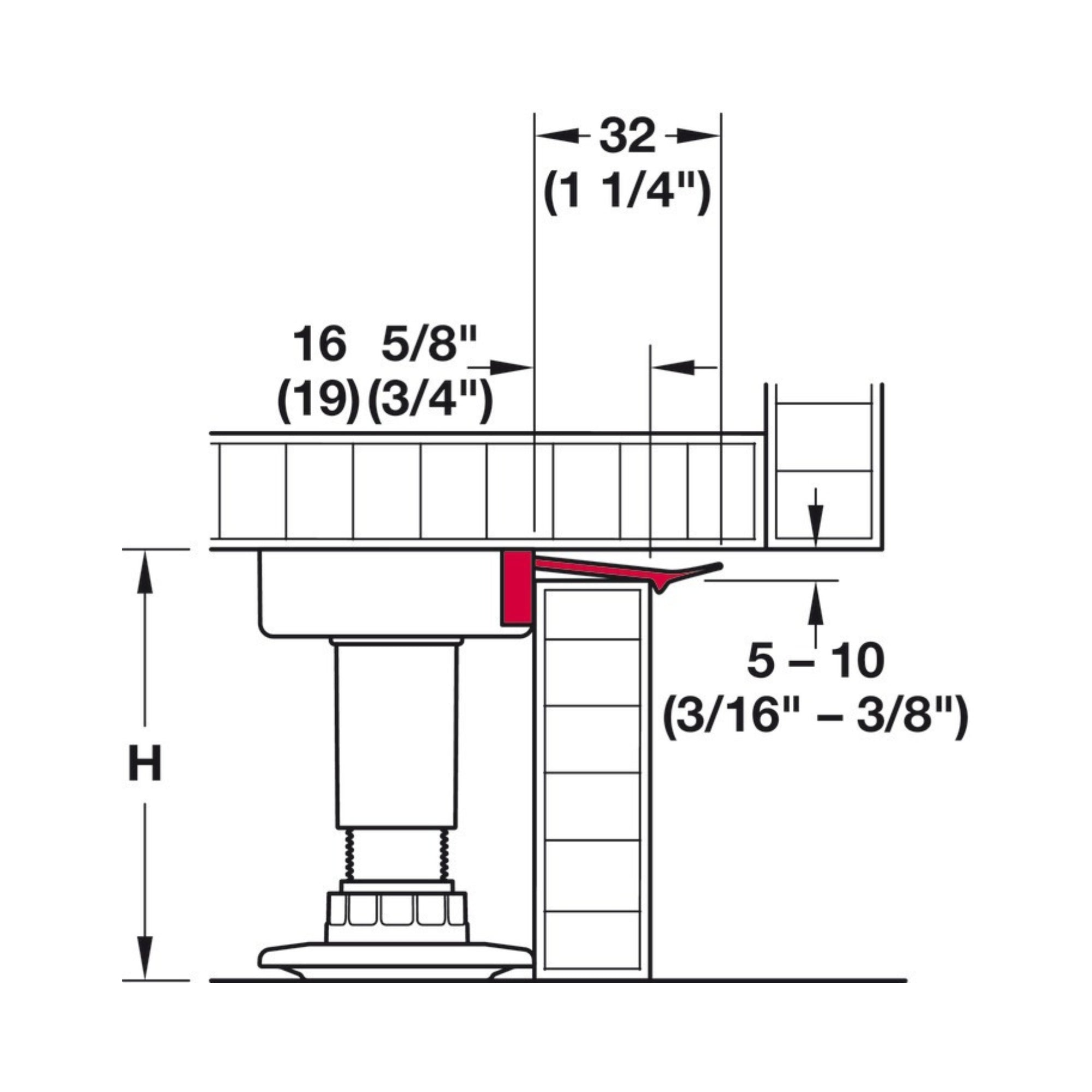 Häfele AXILO - Toe Kick Speed Clip, Cabinet Leveling System
