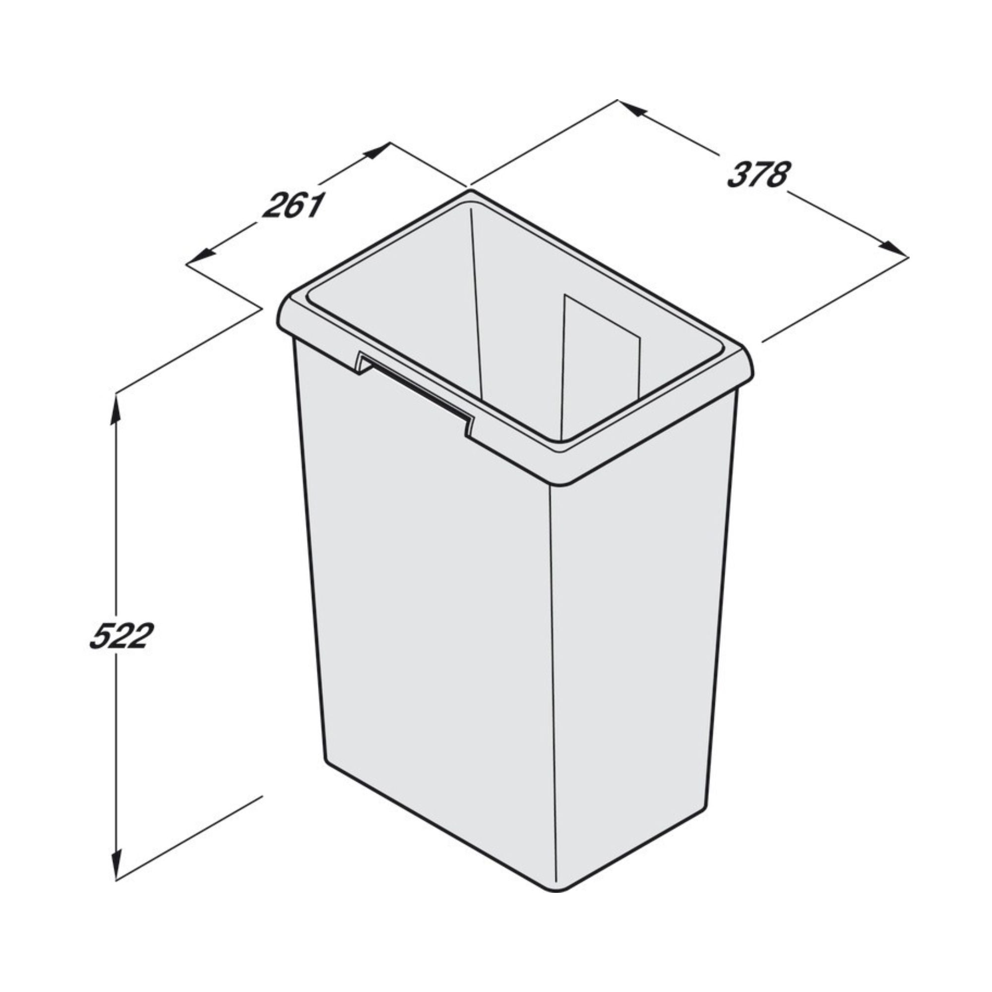 Hailo Euro and Easy Cargo - 38 Liter Replacement Waste Bin, for Pull Out Units
