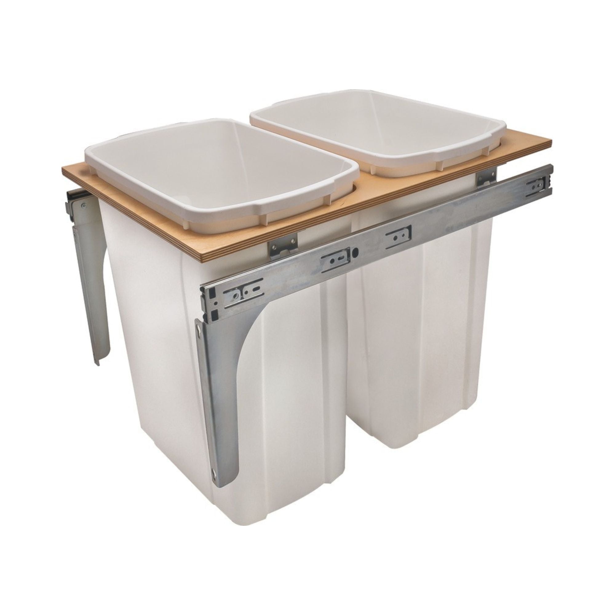 Knape and Vogt - Waste Bin Pull-Out, Wood Frame Side Mount, Double, Depth is 22 1/2"