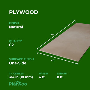 Birch Plywood Natural C2 (18 mm) 3/4 in x 4 ft x 8 ft