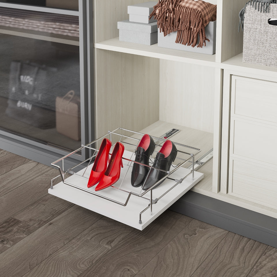 Turining Shoe Rack Starax Sliding Shoe Organizer - Chrome (18 3/4 in x 19 1/8 in x 5 7/8 ...