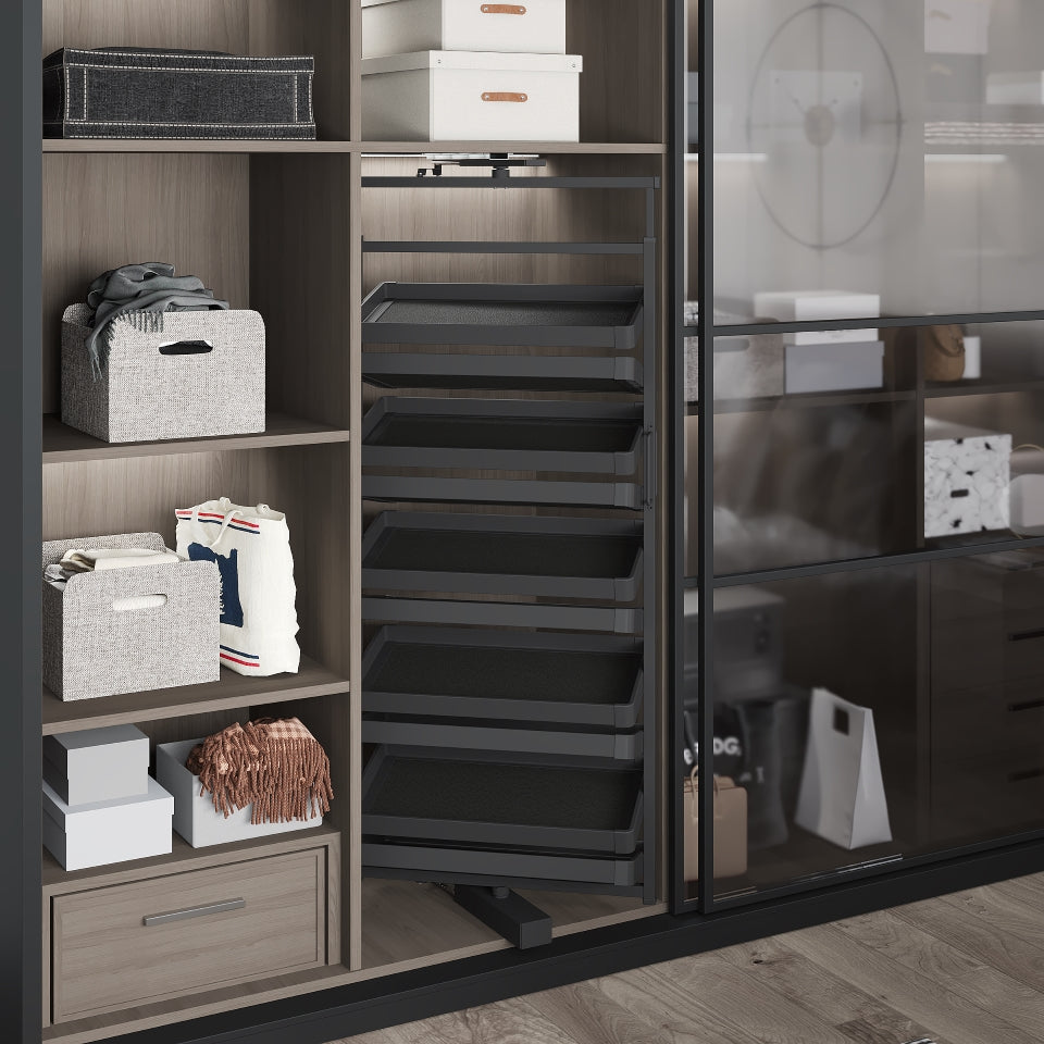 Starax Rotating 6 Shelves Shoe Organizer - Anthracite (27 1/2 in x 14 1/8 in x 42 1/8-50 in)