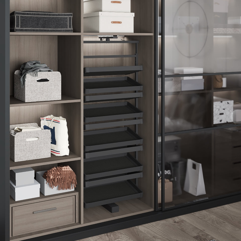 Starax Rotating 6 Shelves Shoe Organizer - Anthracite (27 1/2 in x 14 1/8 in x 42 1/8-50 in)
