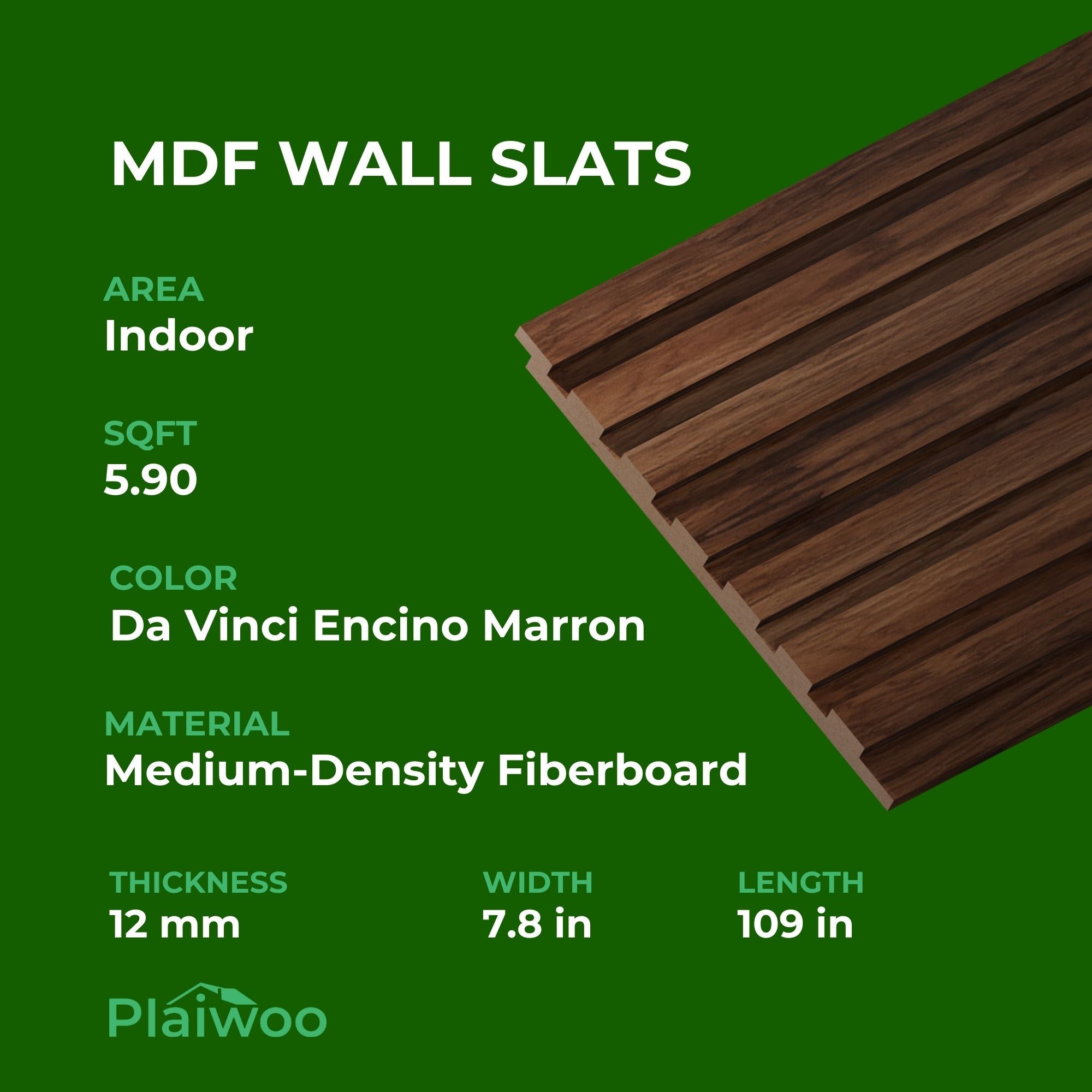 Encino Marron MDF Decorative Wall Panel - Da Vinci (12 mm) 1/2 in x 7.8 in x 109 in a lightweight and durable solution for contemporary wall decor