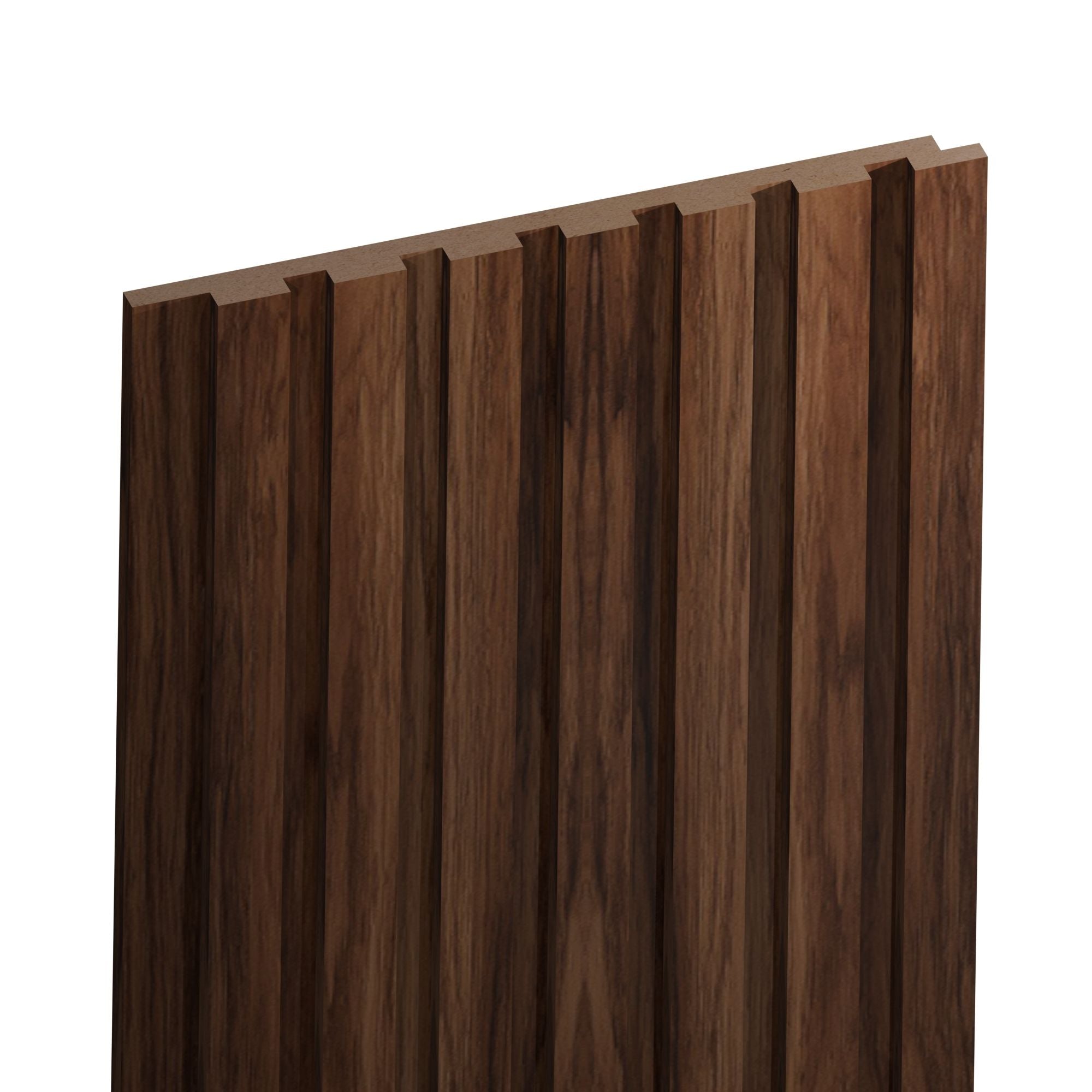 Full view of Encino Marron MDF Decorative Wall Panel - Da Vinci (12 mm) 1/2 in x 7.8 in x 109 in a stylish wall decor solution with realistic wood texture for home and office interiors.