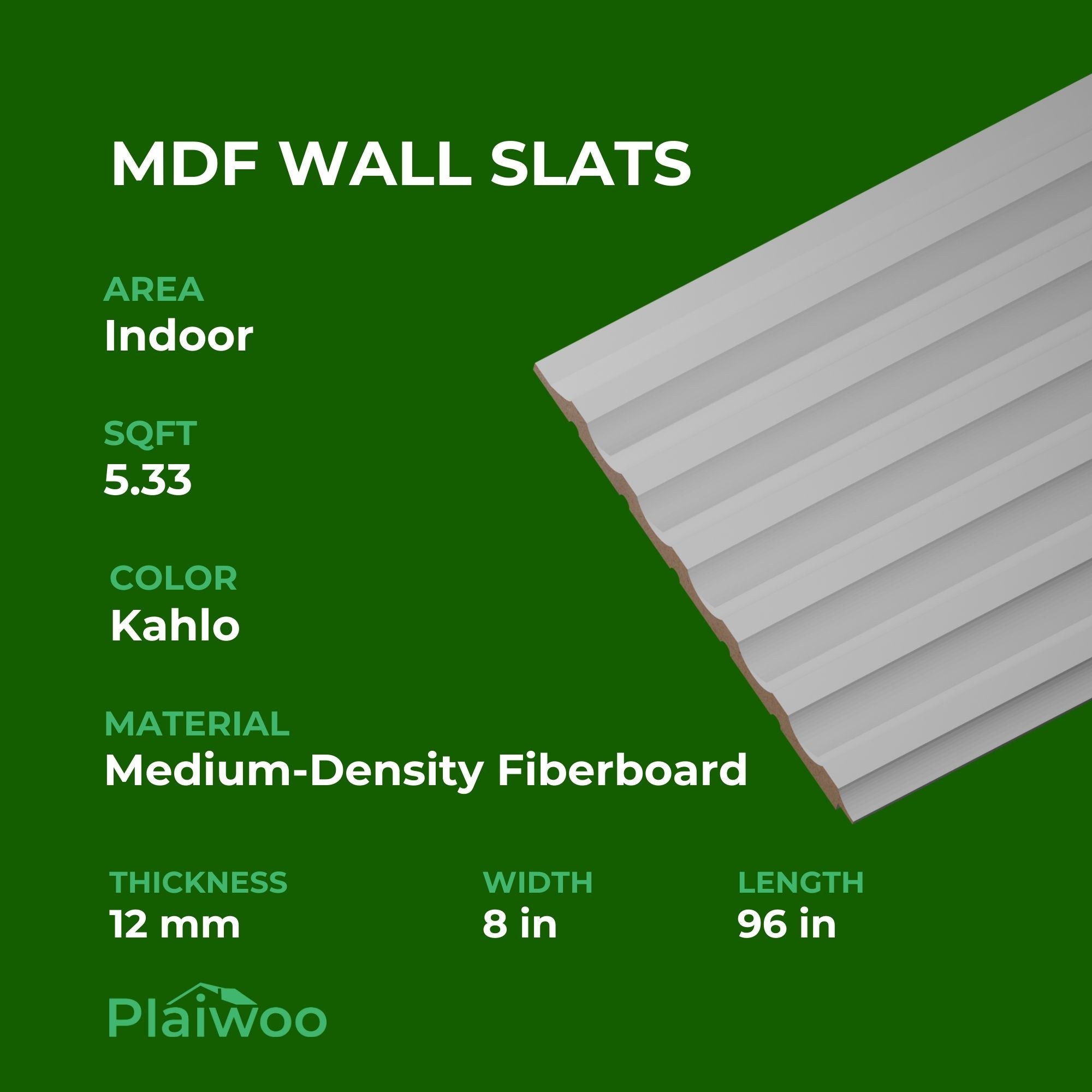 Kahlo MDF Decorative Wall Panel - Pre Painted MDF (12 mm) 1/2 in x 8.01 in x 96 in a lightweight and durable solution for contemporary wall decor