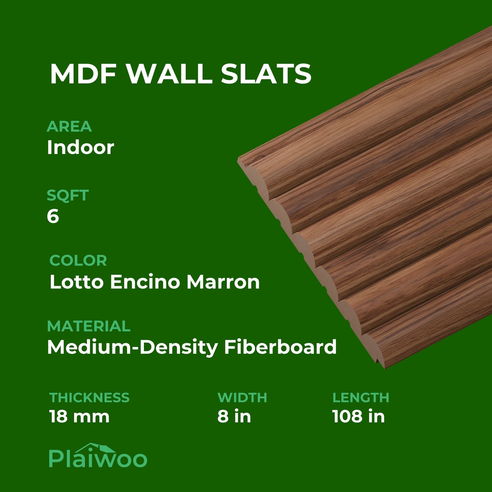 Encino Marron MDF Decorative Wall Panel - Lotto(18 mm) 3/4 in x 8.01 in x 108 in a lightweight and durable solution for contemporary wall decor
