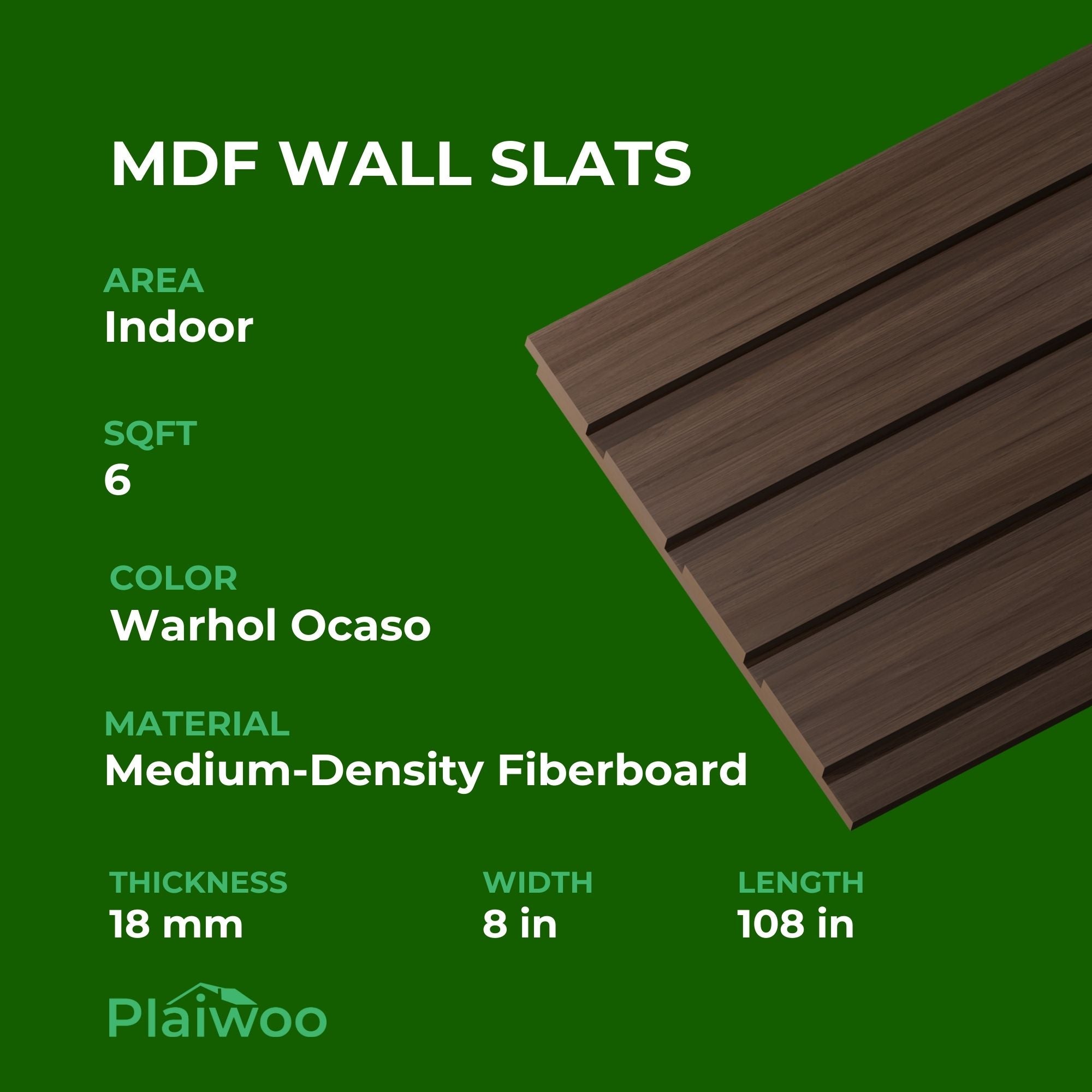 Ocaso MDF Decorative Wall Panel -  Warhol (18 mm) 3/4 in x 8.01 in x 108 in a lightweight and durable solution for contemporary wall decor