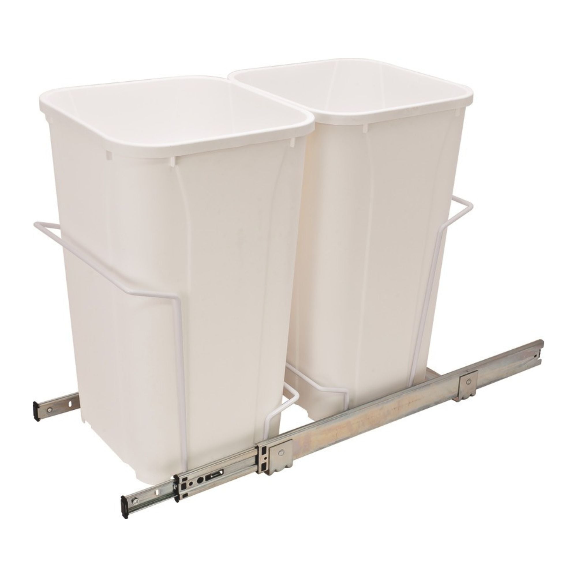 Knape and Vogt - Waste Bin Pull-Out, Bottom Mount, Double, Ball Bearing Precision Slide with Overtravel (Capacity 2 x 35 qt.)